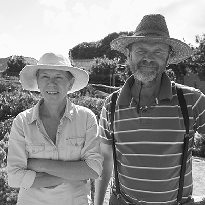 Smiling couple in their garden