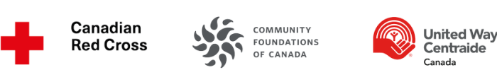 Canadian Red Cross, Community Foundations of Canada and United Way Centraide Canada Logos